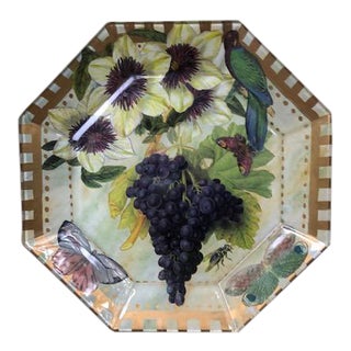 Flora and Fauna Decoupage Glass Plate For Sale