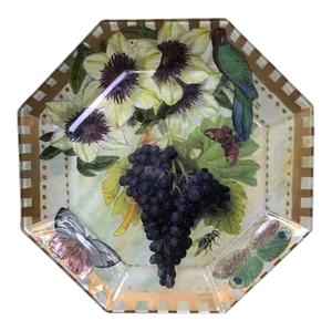 Flora and Fauna Decoupage Glass Plate