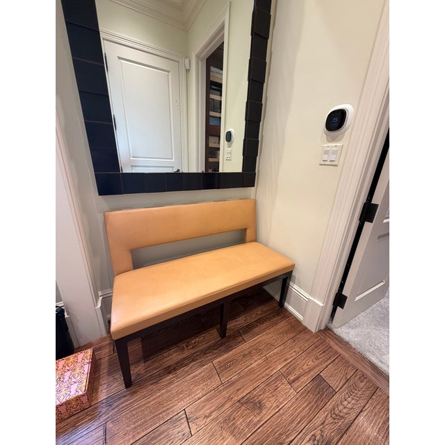 Christian Liaigre Leather Bench – Modern Minimalist Design in Saddle‑Stitched Hide For Sale In Chicago - Image 6 of 8