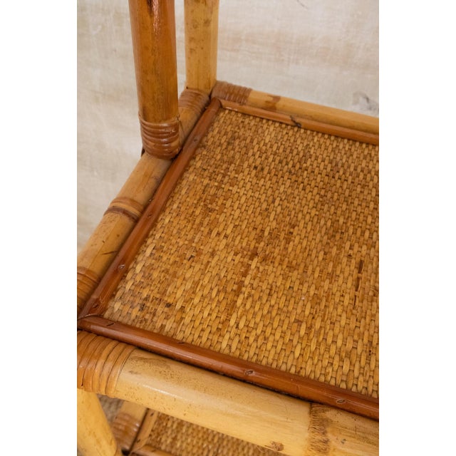 Light Yellow Arched Bamboo Bookcases with Woven Rush Fabric, 1970s, Set of 2 For Sale - Image 8 of 11