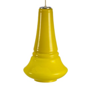 Cone Pendant Lamp in Yellow from Peill & Putzler, 1970s For Sale