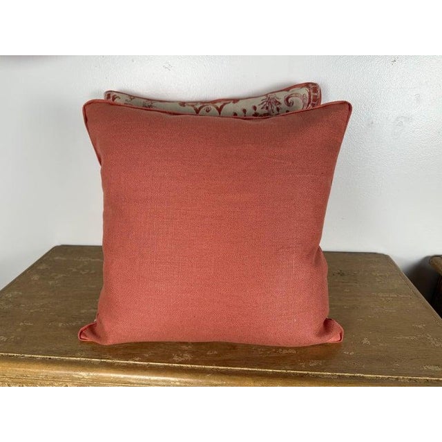 Early 21st Century Pair of Authentic Fortuny Mezzaro / Mezziano Textile Pillows For Sale - Image 5 of 6