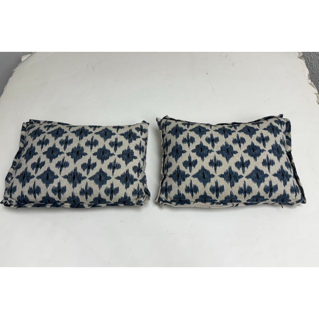 Bespoke Blue + Ivory Ikat Throw Pillows, Pair For Sale In San Francisco - Image 6 of 12