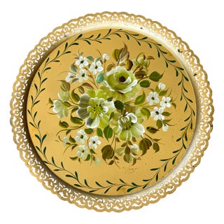 Vintage Mid-Century Nashco Hand Painted 18" Tole Tray For Sale