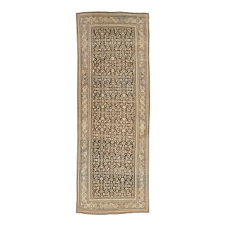 Antique Malayer Runner Rug With Allover Herati Design, Neutral Muted Earth Tones For Sale