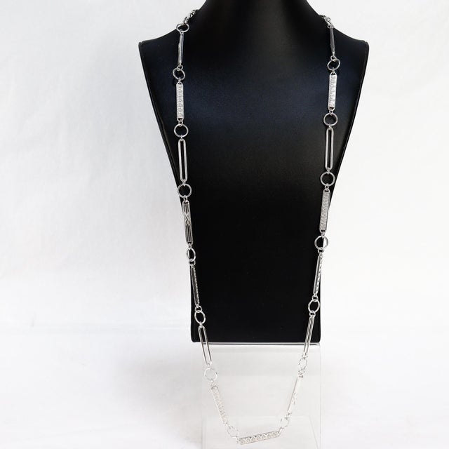 Signed Modern Christofle 38" Sterling Silver Rope Length Link Necklace For Sale In Philadelphia - Image 6 of 15