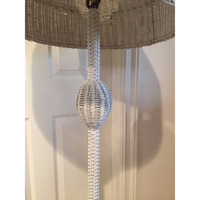 Vintage White Wicker Floor Lamp and Shade Chairish