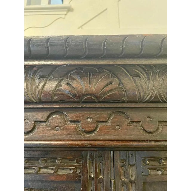 Large Antique Victorian Carved Oak Side Cabinet For Sale - Image 10 of 16