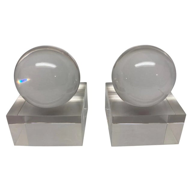 1980s Lucite Finial Paper Weights - A Pair For Sale In New York - Image 6 of 6