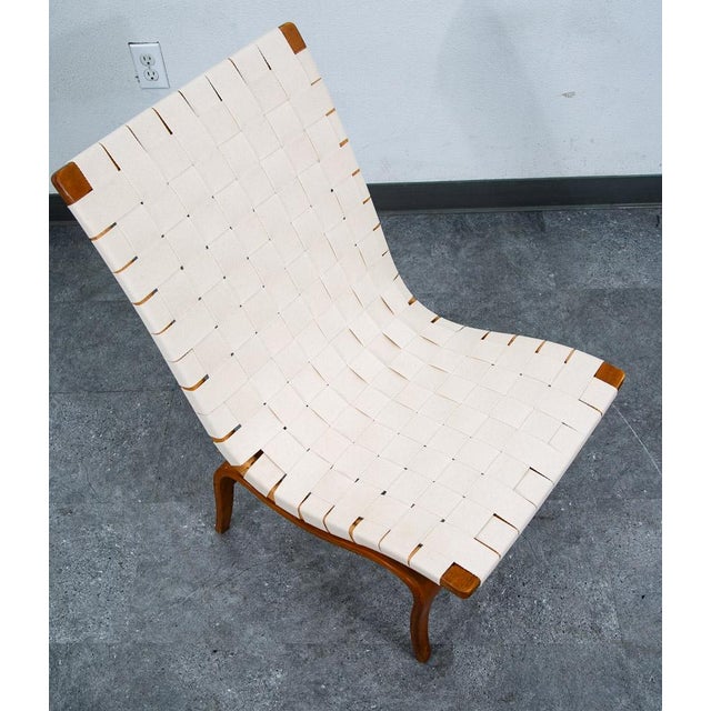 Mid Century Danish Modern Lounge Chair Bruno Mathsson Eva White Vintage Sweden For Sale - Image 12 of 12