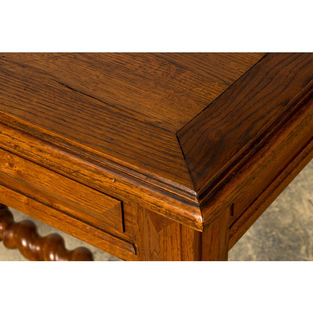 Late 19th Century French Louis XIII Oak Writing Desk With Barley Twist Legs For Sale - Image 15 of 18