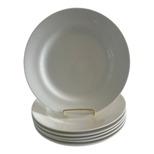1990s Set of 6 Large White Porcelain Dinner or Service Plates