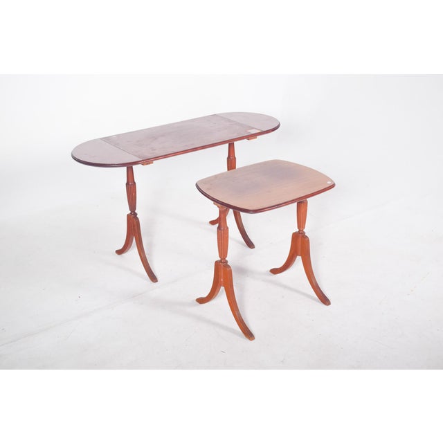 Brown English Wood Nesting Tables, 1890s, Set of 2 For Sale - Image 8 of 11