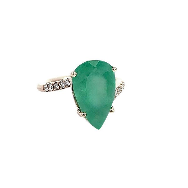 Natural Emerald Diamond Ring Size 7 14k Y Gold 7.17 TCW Certified For Sale - Image 10 of 16