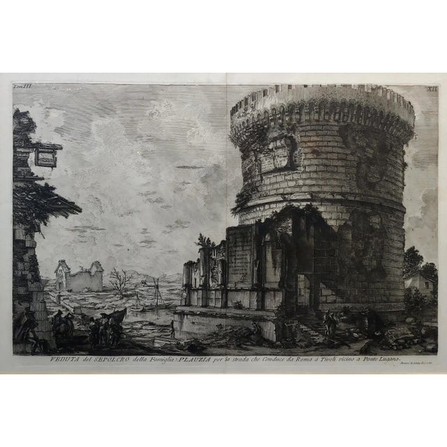 Mediterranean Giovanni Battista Piranesi -Veduta Del Sepolcro Della Famiglia Plauzia -18th Century Etching For Sale - Image 3 of 9
