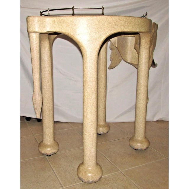 Hand Carved Wood Elephant Rolling Bar Cart Table by Marge Carson Circa 1990s For Sale - Image 14 of 18