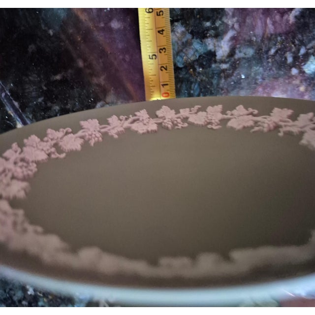 Vintage 20th Century Celadon Sage Green Wedgwood Jasperware Partial Tea & Dressing Service - 6 Pieces (Jg) For Sale - Image 9 of 12