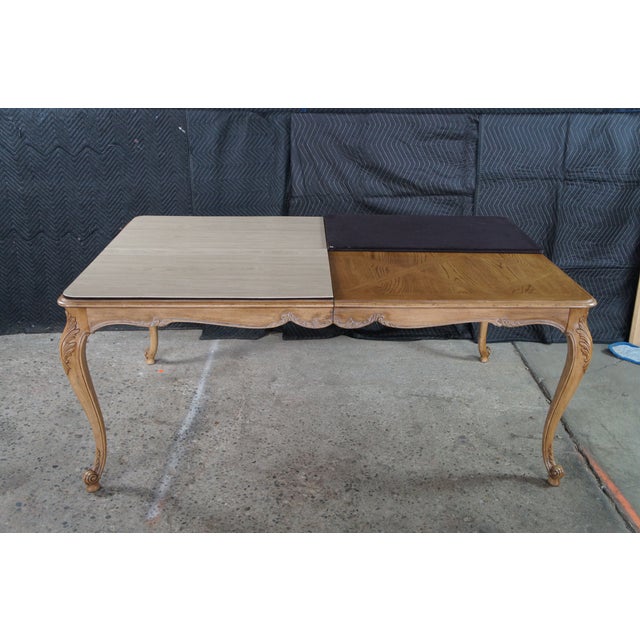 1980s Drexel Heritage French Provincial Oak Parquetry Avalon Extendable Dining Table For Sale - Image 15 of 16