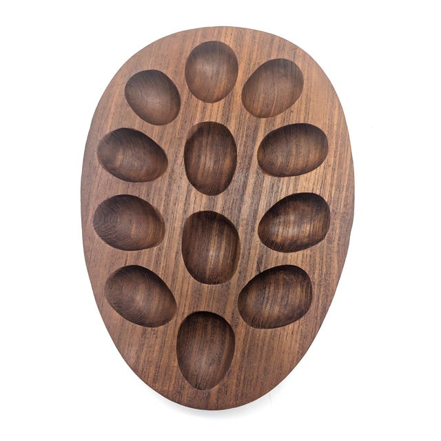 Chestnut Vintage Teak Wood Deviled Egg Tray For Sale - Image 8 of 10