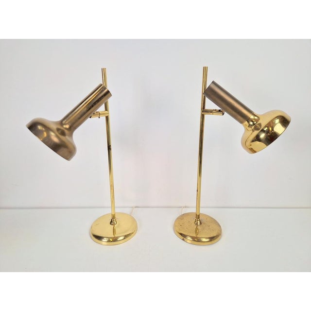 Vintage Brass Trumpet Table Lamps by Solken Leuchten, 1970s, Set of 2 For Sale - Image 9 of 13