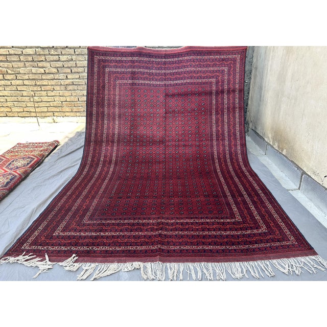 2000 - 2009 Fine Red Tekke Bokhara Hand-Knotted Wool Rug - 6'6" X 9'6" For Sale - Image 5 of 11