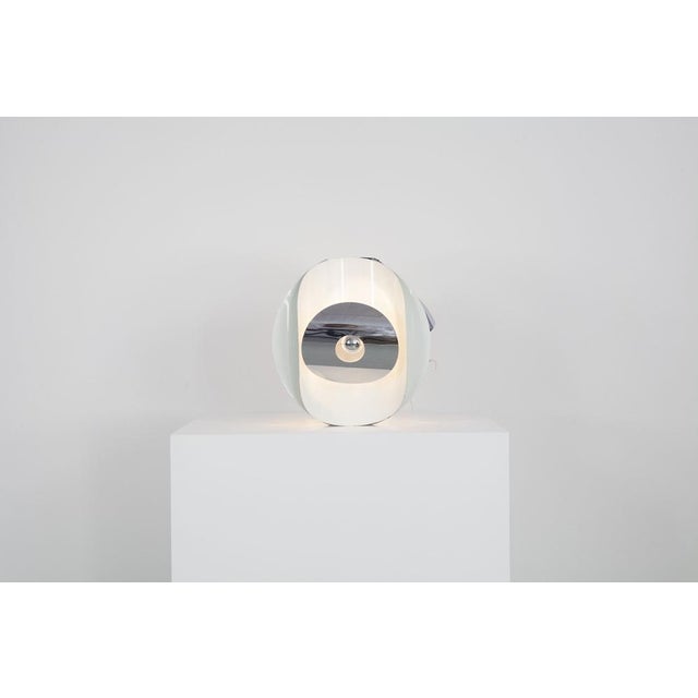 Metal Italian Space Age Hanging Lamp Amp with White Painted Metal & Chrome Shields, 1970s For Sale - Image 7 of 18