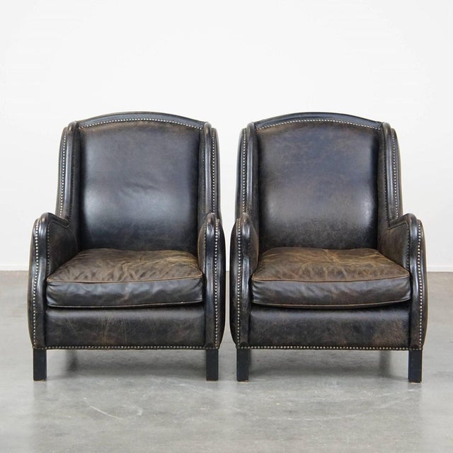 Set of Black Cowhide Leather Chairs For Sale - Image 12 of 12