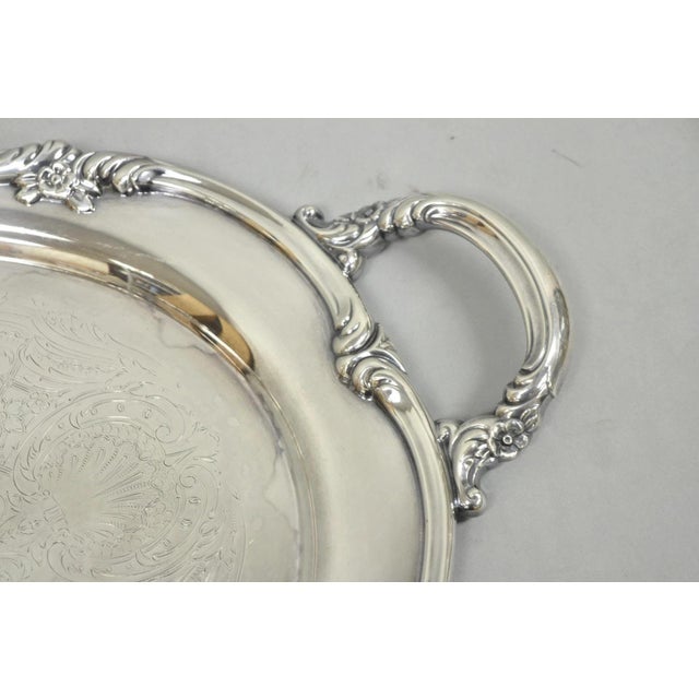 Reed & Barton Vintage Reed & Barton 1820 Victorian Silver Plated Oval Serving Platter Bar Tray For Sale - Image 4 of 16