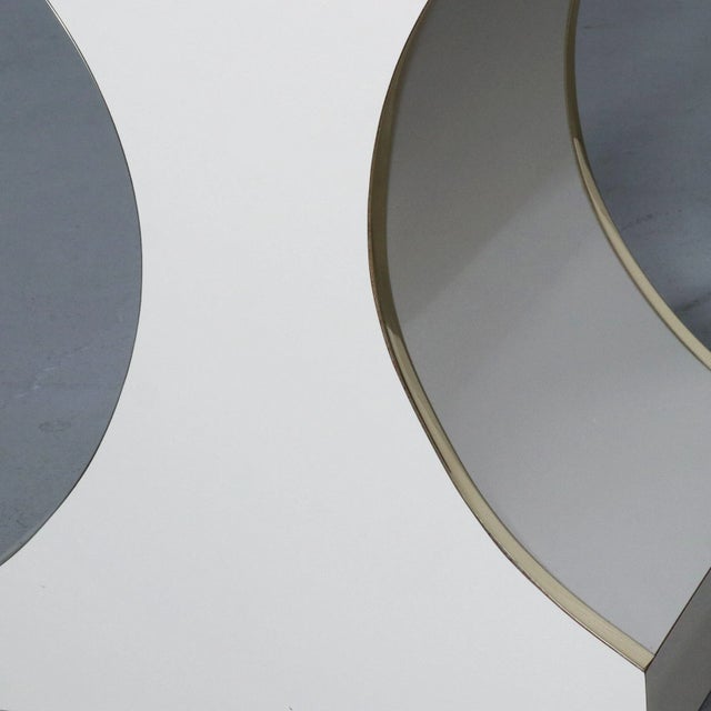 White Sculptural Laminate and Brass Side Tables After Karl Springer - a Pair For Sale - Image 8 of 12