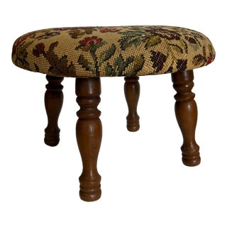 1970s Vintage Floral Footstool For Sale