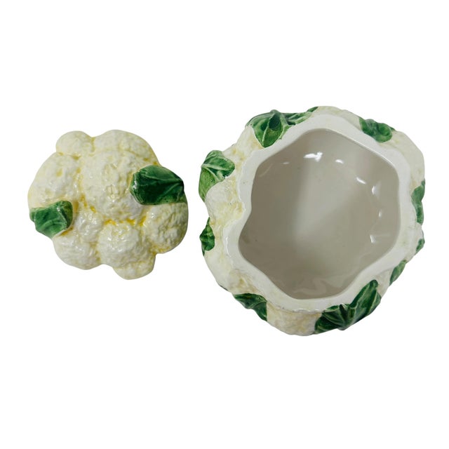 Vintage 1990s Italian Majolica Cauliflower Lidded Bowl by Vietri For Sale In Tampa - Image 6 of 9