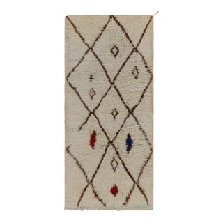1950s Azilal Moroccan Runner Rug With Beige-Brown Patterns by Rug & Kilim For Sale