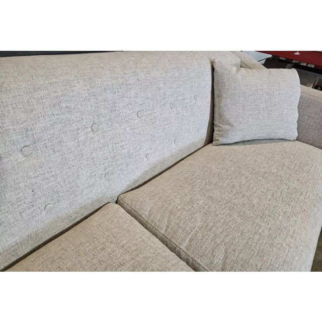 Wood Sherrill Furniture Sofa Gray Wood Frame With Designer Shardai Cream Fabric For Sale - Image 7 of 12