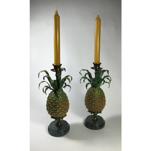 1990’s Petite Choses Pineapple Candlsticks - a Pair For Sale - Image 9 of 9