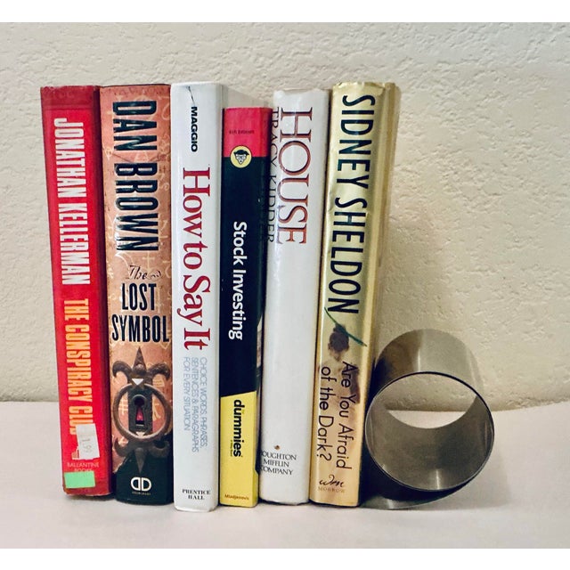 Mid-Century Modern 1970s Mid-Century Modern Brushed Chrpme “Bookworm” Steel Coil Bookends - A Pair For Sale - Image 3 of 10