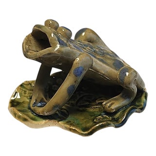 Mid 20th Century Studio Pottery Frog Figurine - Artist Stamped For Sale