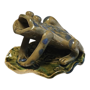 Mid 20th Century Studio Pottery Frog Figurine - Artist Stamped