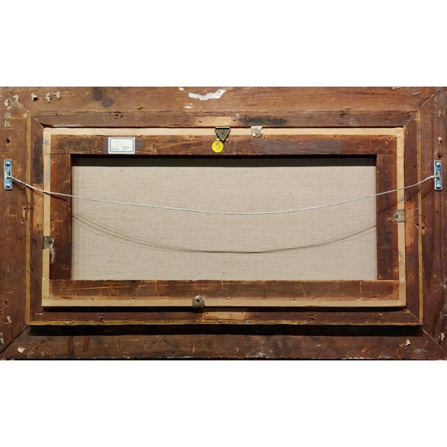 Blue Anton Schoth-Fishermen in Italian Village Seashore-19th Century Oil Painting For Sale - Image 8 of 9