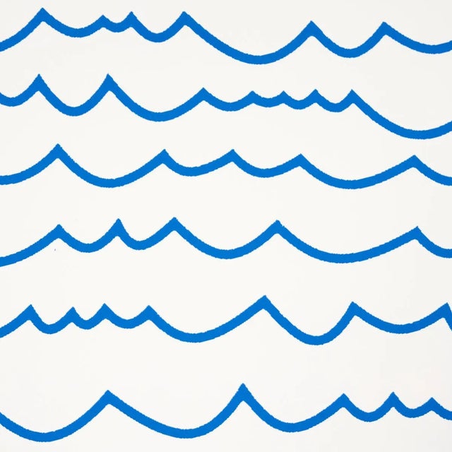 Contemporary Sample - Schumacher Waves Wallpaper in Blue For Sale - Image 3 of 4