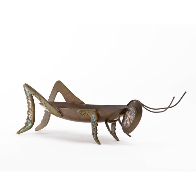 Mid 20th Century Mexican Copper Brass and Abalone Grasshopper Centerpiece Sculpture For Sale - Image 5 of 11