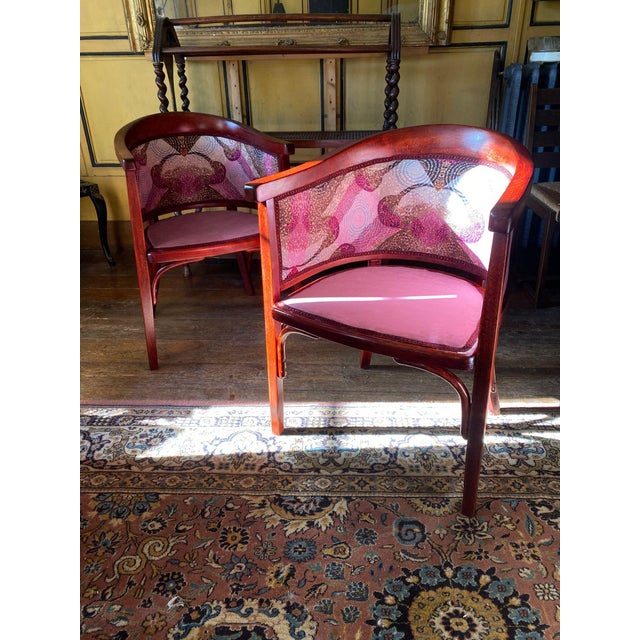 Wood Art Nouveau Armchairs from Fischel, 1890s, Set of 2 For Sale - Image 7 of 10