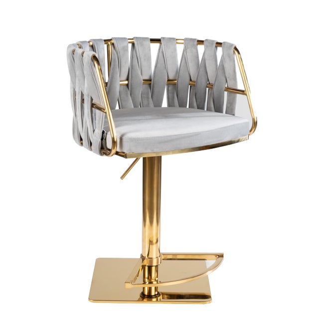Milano Adjustable Swivel Bar /Counter Chair in Gold For Sale - Image 4 of 4