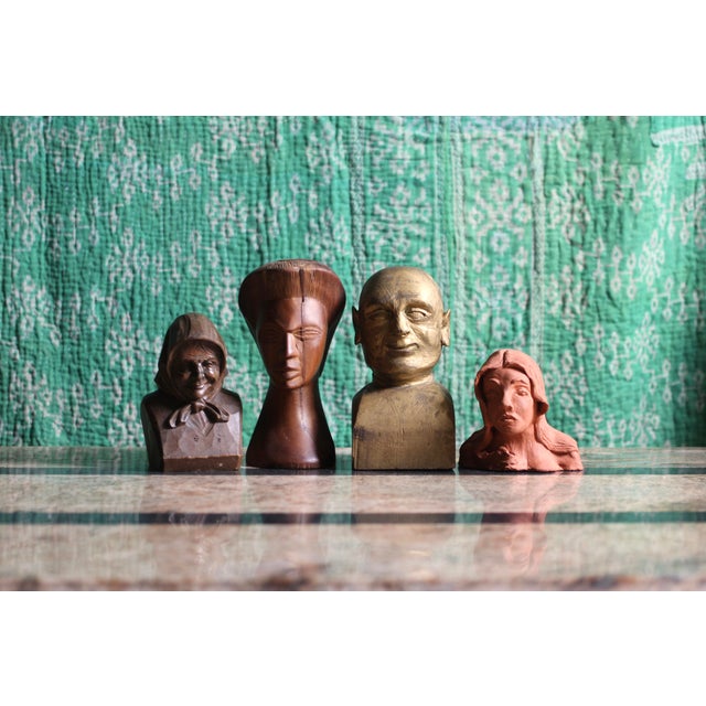 Mid 20th Century Carved Wood Head Sculpture For Sale - Image 9 of 10