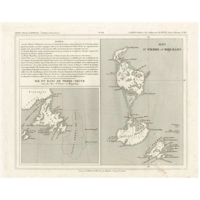 French Map of Newfoundland and St. Pierre and Miquelon, 1820 For Sale - Image 10 of 10