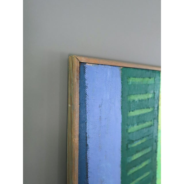 1978 Modernist 'Still Life With Blue Chair' Vintage Original Interiors Oil Painting, Framed For Sale - Image 6 of 14