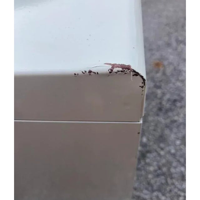 Vintage Mid-Century Modern Industrial Eggshell Metal Medical Cabinet For Sale - Image 10 of 10