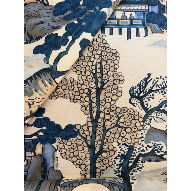 Thibaut F975461 Asian Scenic Blue and Beige Fabric 4 Yards Book collection name: DYNASTY Colorway: Blue and Beige Color...