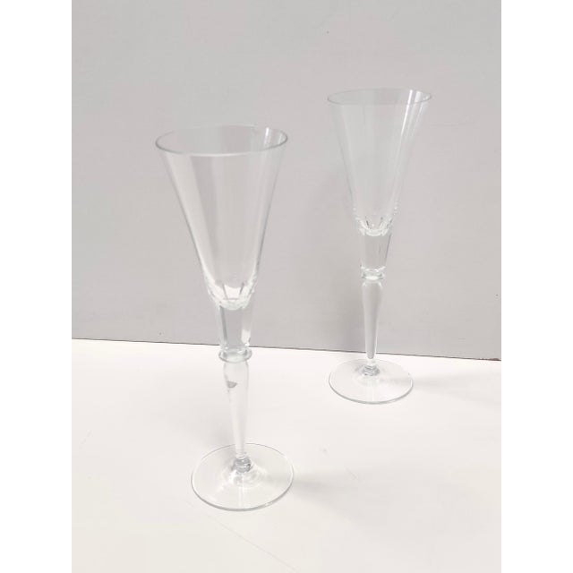 Vintage Transparent Crystal Flutes from Baccarat, 1930s, Set of 2 For Sale - Image 4 of 10