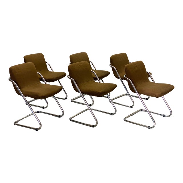 Vintage Steel Dining Chairs, 1970s, Set of 6 For Sale