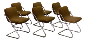 Vintage Steel Dining Chairs, 1970s, Set of 6